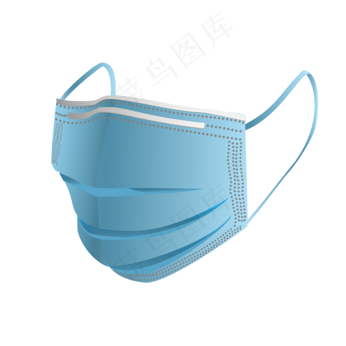 矢量仿真蓝色医用口罩,免抠元素