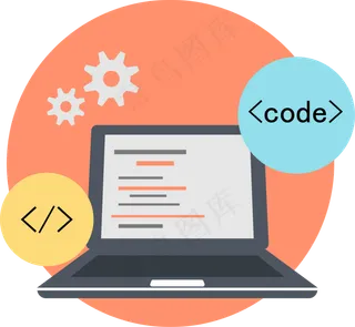 矢量扁平电脑编程图,免抠元素