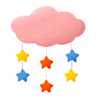 儿童节卡通蜡笔云朵星星