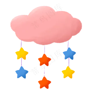 儿童节卡通蜡笔云朵星星