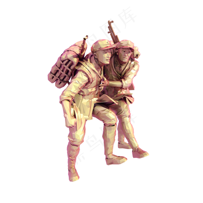 立体红军人物png图(2000X2000(DPI:300))psd模版下载