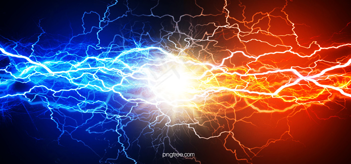 闪电创意质感手绘水火背景