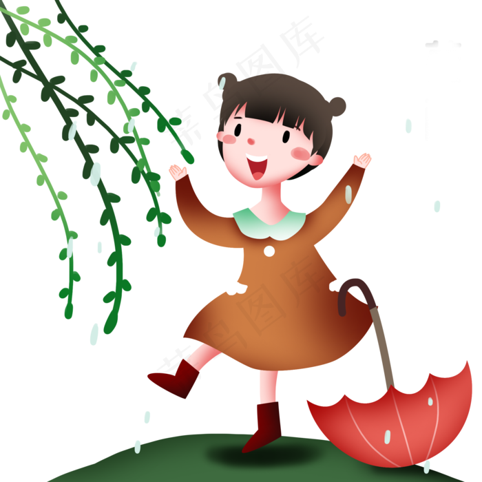谷雨开心的小女孩