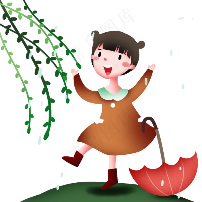 谷雨开心的小女孩