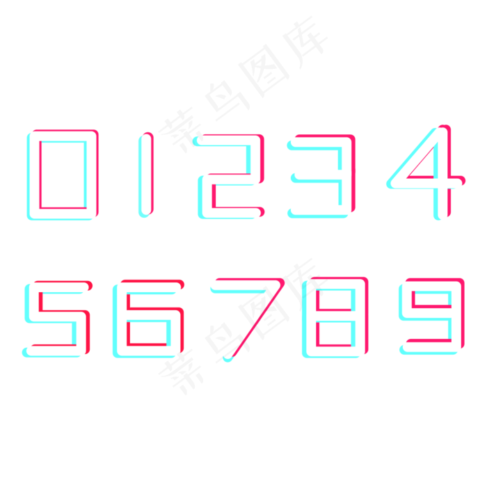 抖音风数字字体设计(1000X1000(DPI:300))psd模版下载