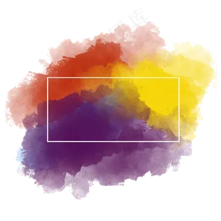水彩笔刷标题框晕染电商图标不规