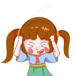 儿童节开心的女孩手绘