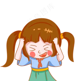 儿童节开心的女孩手绘