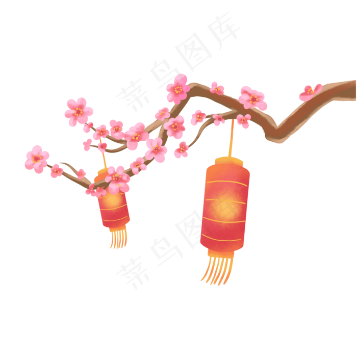 水彩春节装饰灯笼,免抠元素