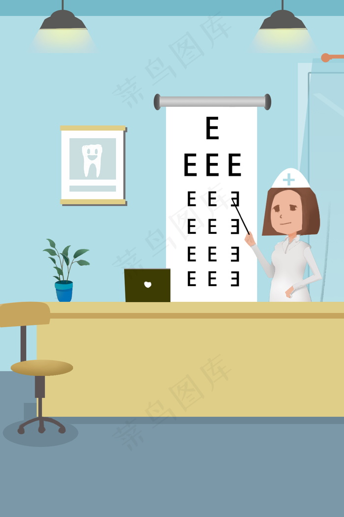 医疗冷色调扁平插画