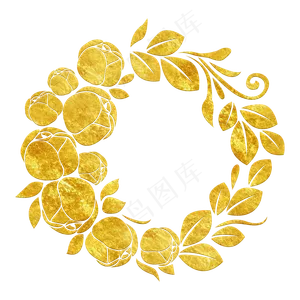 中国风传统烫金鲜花花纹装饰图之