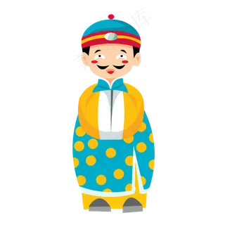 手绘水彩古代商人免抠图