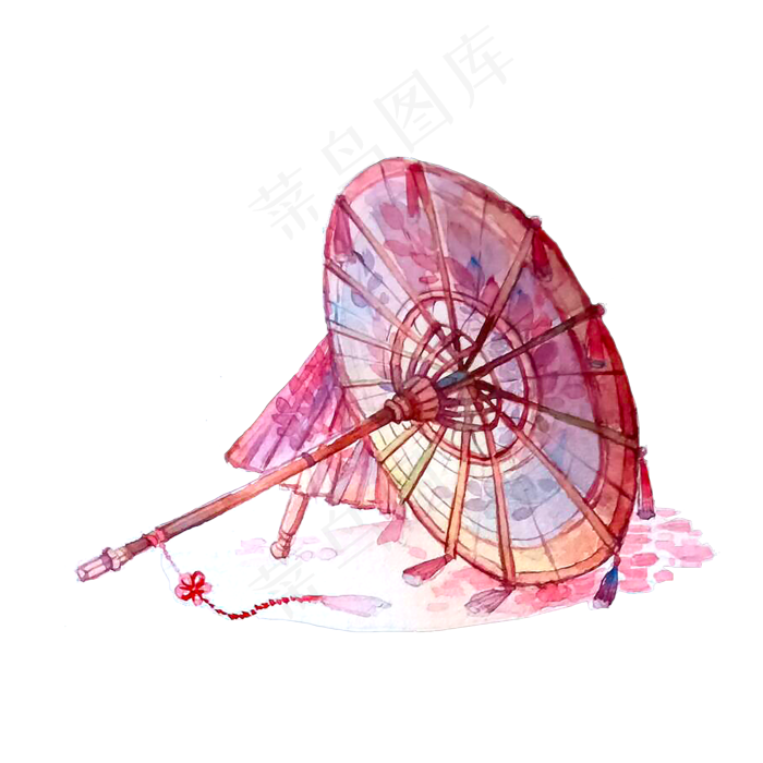 中国风水彩油纸伞装饰古典武侠PNG,免抠元素(2000X2000(DPI:200))psd模版下载