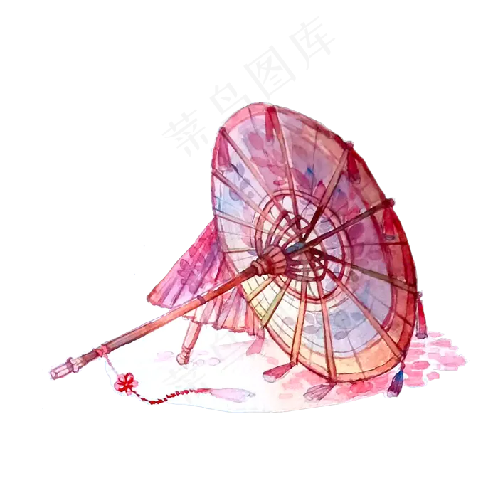 中国风水彩油纸伞装饰古典武侠PNG,免抠元素(2000X2000(DPI:200))psd模版下载