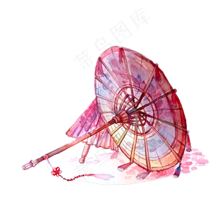 中国风水彩油纸伞装饰古典武侠PNG,免抠元素