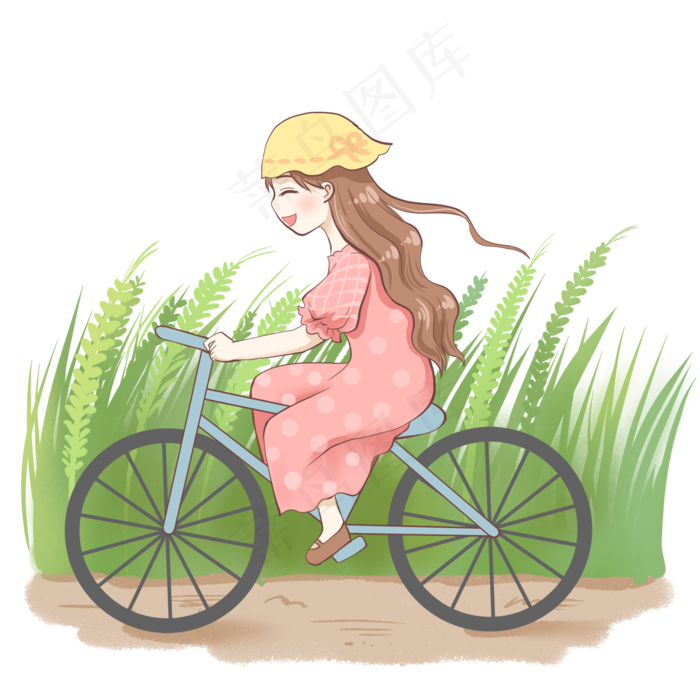 女孩骑自行车,免抠元素