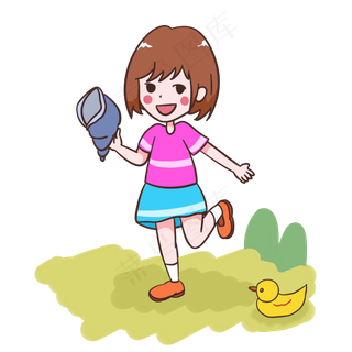 夏天沙滩上拿着海螺的女孩