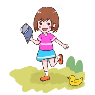 夏天沙滩上拿着海螺的女孩