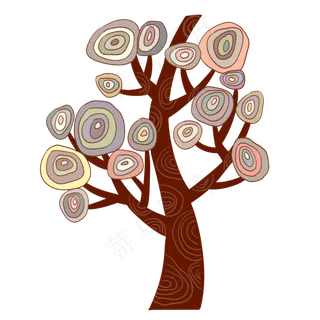 不规则椭圆树叶大树