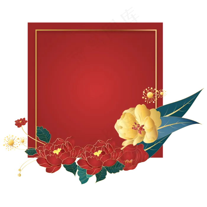 国潮花朵边框,免抠元素(2000*2000px 300 dpi )ai矢量模版下载