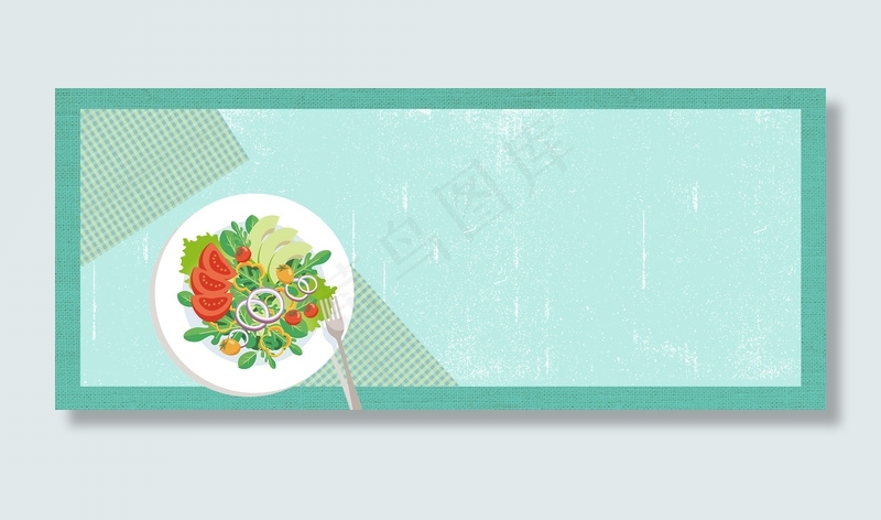 膳食均衡卡通几何绿色banner(1920*800px 	       )psd模版下载