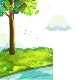 卡通路边的树免抠图