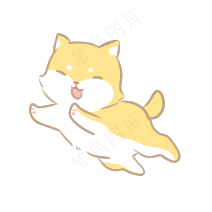 一只奔跑的可爱柴犬,免抠元素