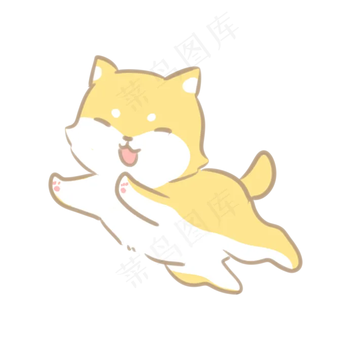 一只奔跑的可爱柴犬,免抠元素(2100X2100(DPI:300))psd模版下载