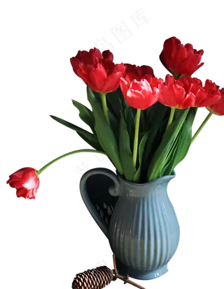 红色郁金香插花