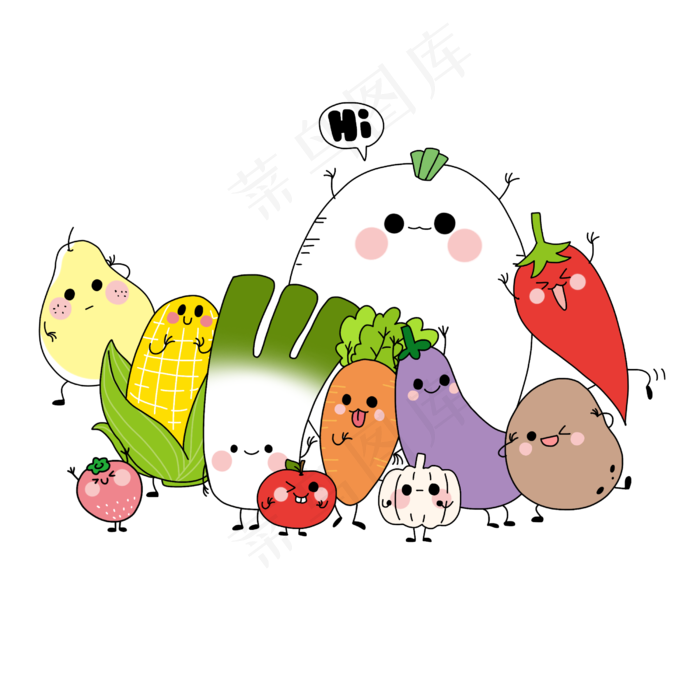 拟人水果蔬菜(2500X2500(DPI:300))psd模版下载