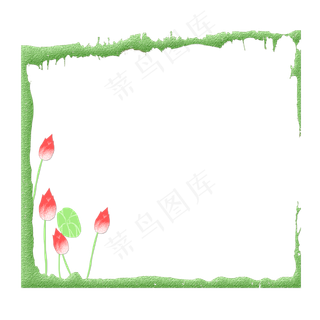 春夏荷花边框png素材