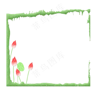春夏荷花边框png素材