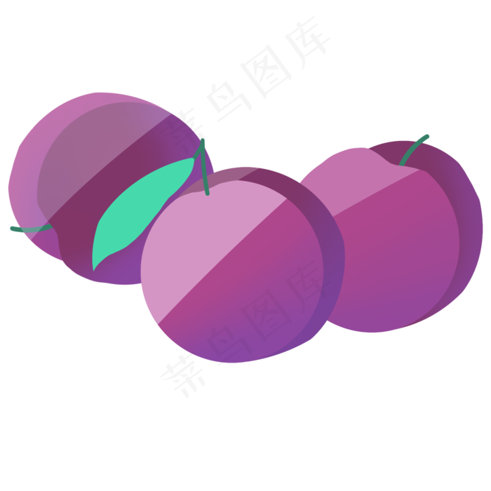 紫色李子卡通插画