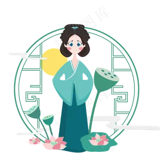 中秋佳节仕女免扣