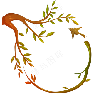 手绘植树节小鸟边框,免抠元素