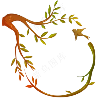 手绘植树节小鸟边框,免抠元素