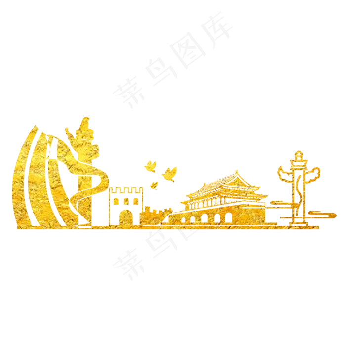 烫金党建*华表组合(2000*2000px 300 dpi )ai矢量模版下载