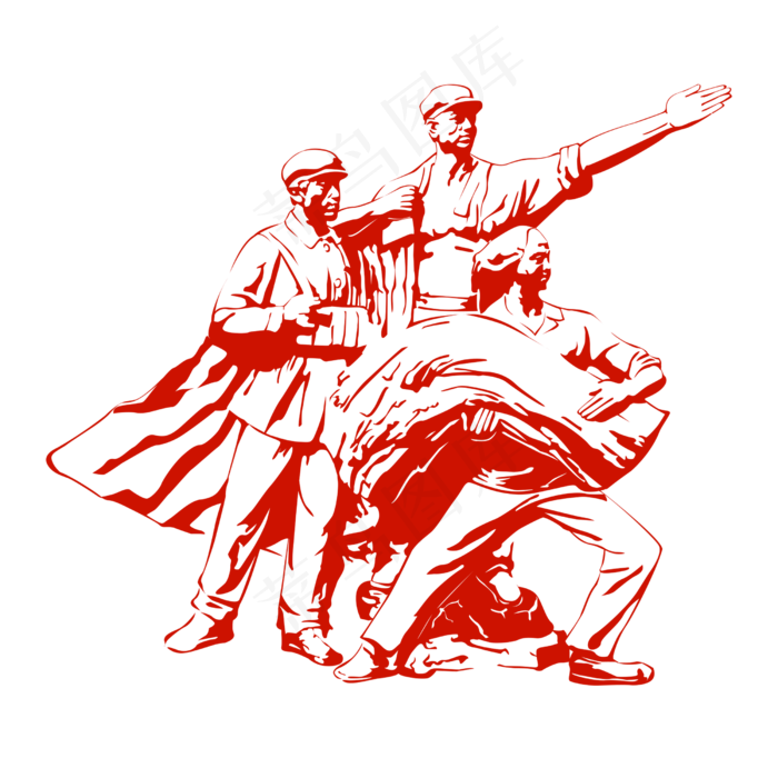 建党节人物组合剪影(2500X2500(DPI:300))psd模版下载