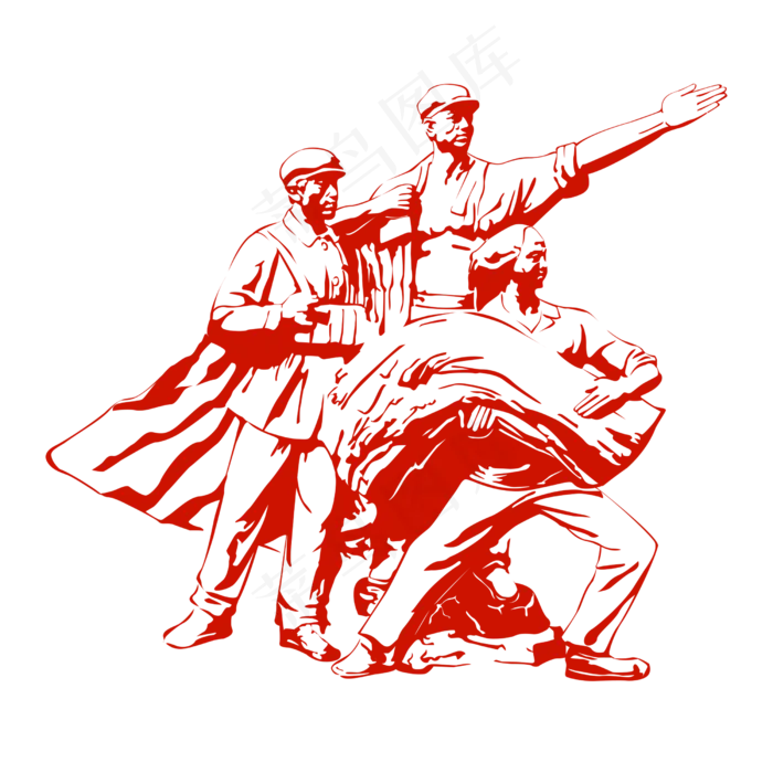 建党节人物组合剪影(2500X2500(DPI:300))psd模版下载