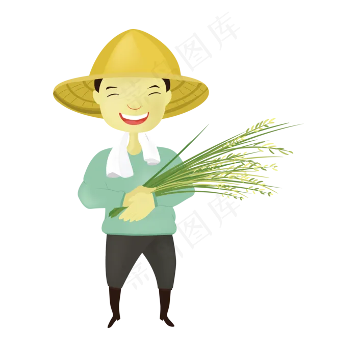卡通手绘抱着稻谷的农民ai矢量模版下载
