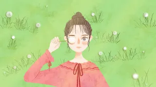 欧式复古少女和蒲公英