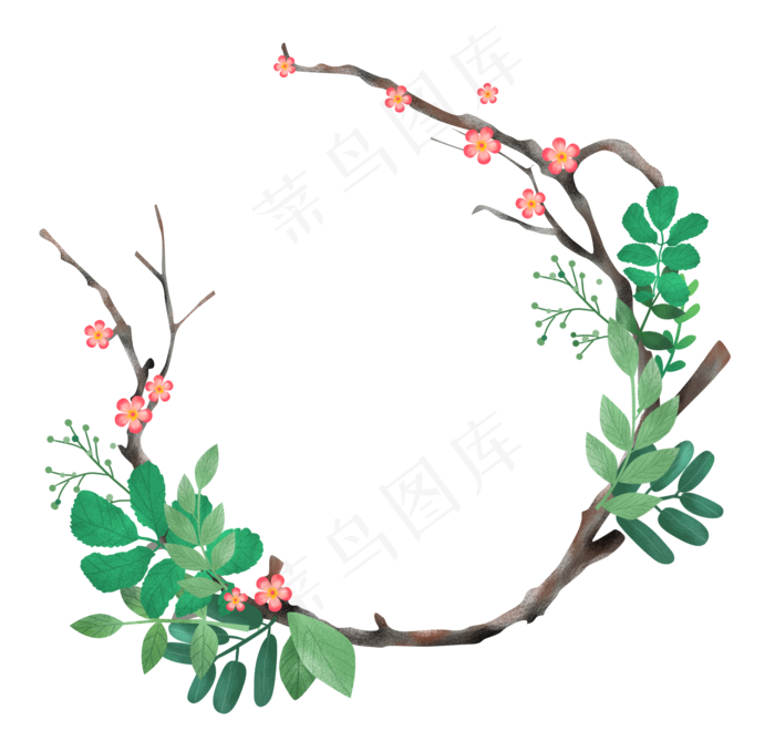 绿色植物装饰边框,免抠元素