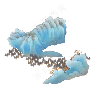 中国画水墨山水点翠工笔写意PNG,免抠元素