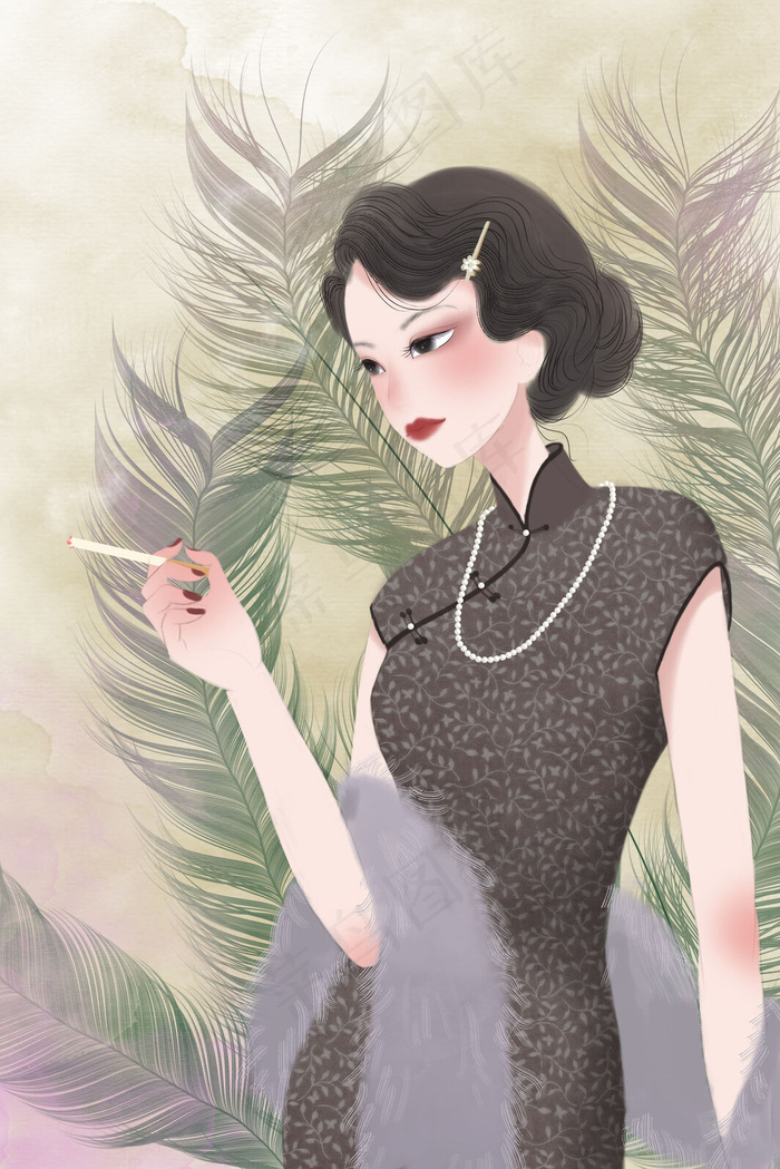 创意特色民国美女(3545X5315(DPI:300))psd模版下载