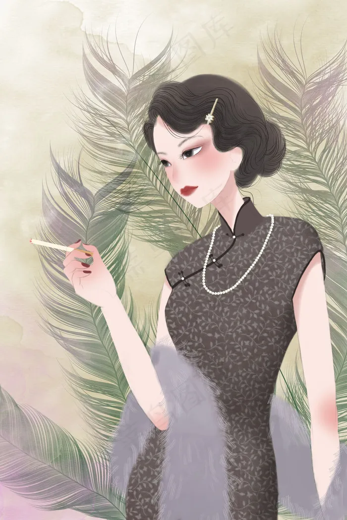 创意特色民国美女(3545X5315(DPI:300))psd模版下载