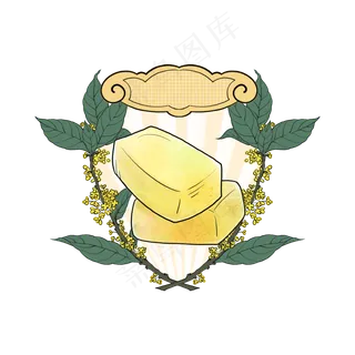 国潮美食桂花糕鲜花饼,免抠元素