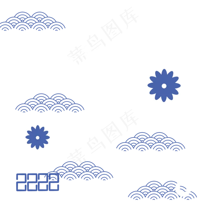 冷色调国潮装饰(2000X2000(DPI:300))psd模版下载