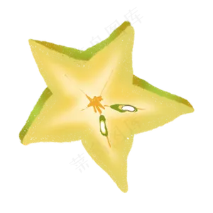 一片五角星的杨桃水果