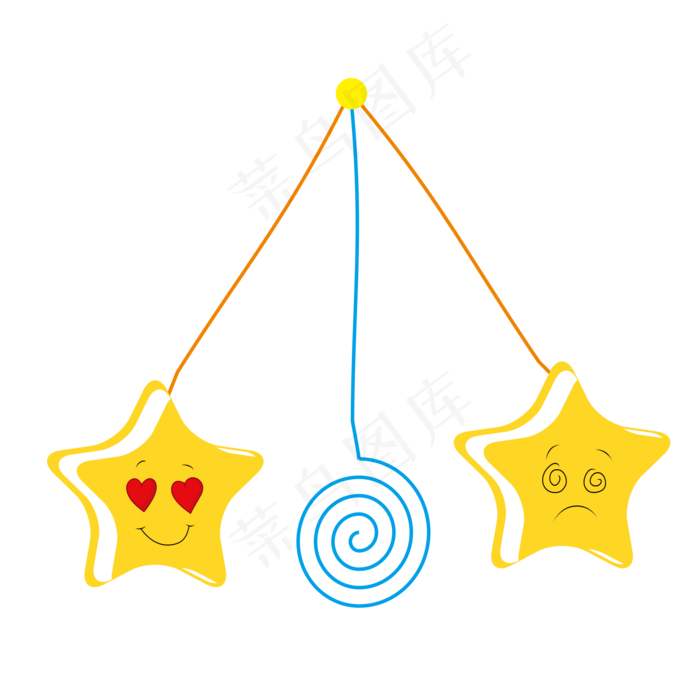手绘卡通星星挂饰矢量