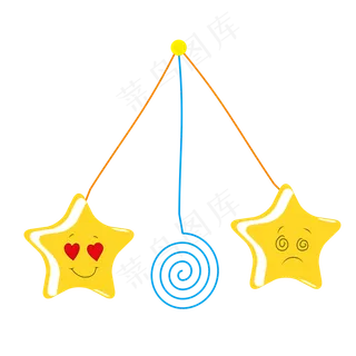 手绘卡通星星挂饰矢量